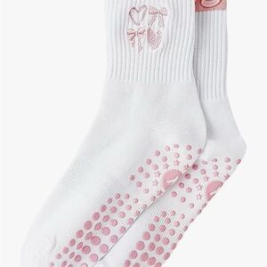 White and Pink Grip Socks